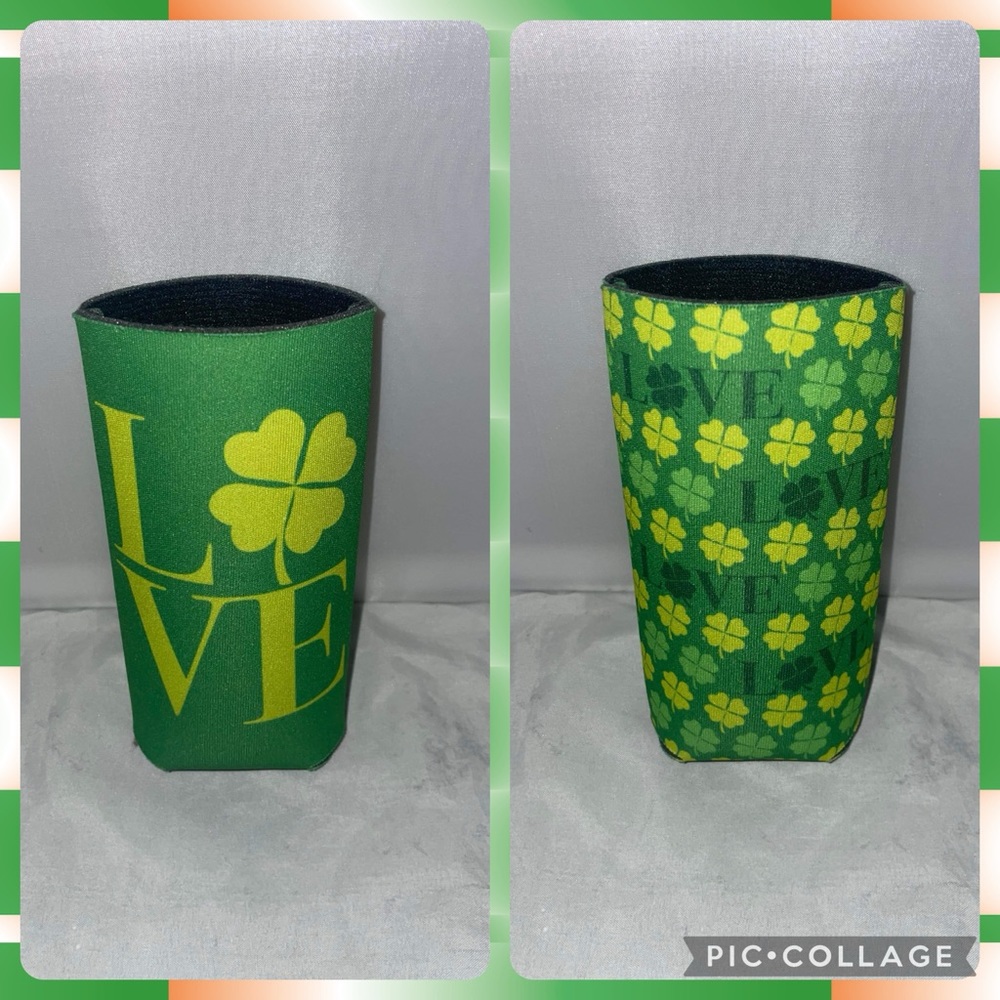 St Patrick’s Day - LOVE - clover - Irish - can Koozie 6.5 inches Made in the USA